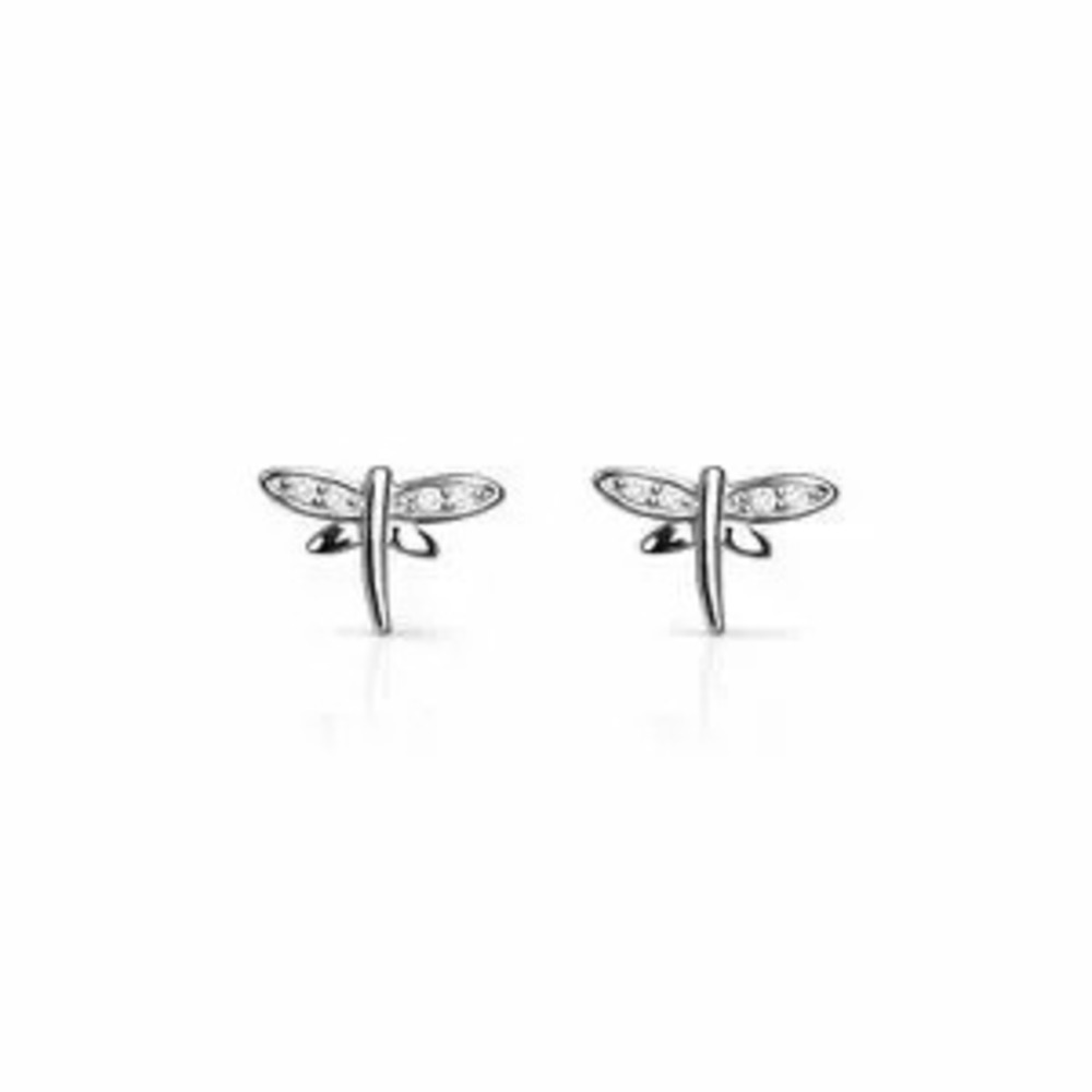 ?? Elegant Silver Dragonfly Earrings With Cubic Zirconia